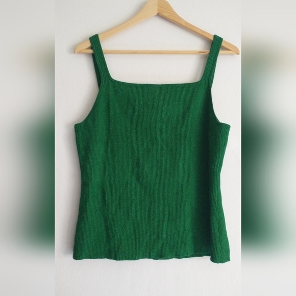 Oscar De la Renta Green Sleeveless Top Tank Blouse XL - Picture 5 of 6
